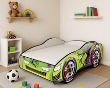 LETTO A FORMA DI MACCHINA 160x80 xm IN LEGNO CON DOGHE INCLUSE MATERASSO OMAGGIO