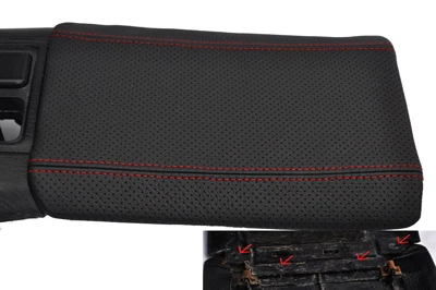 FITS  HONDA S2000 2004-2009 ARMREST COVER IN PERFORATED LEATHER RED STITCH - Picture 1 of 3
