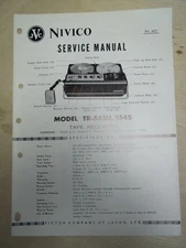 JVC/Nivico Service Manual~TR-545U, 1545 Tape Recorder~Reel~Original~Repair