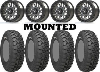 Kit 4 Tensor DS32 HD Tires 32x10-15 on Bullite Rider Beadlock Gray BT-05 HP1K