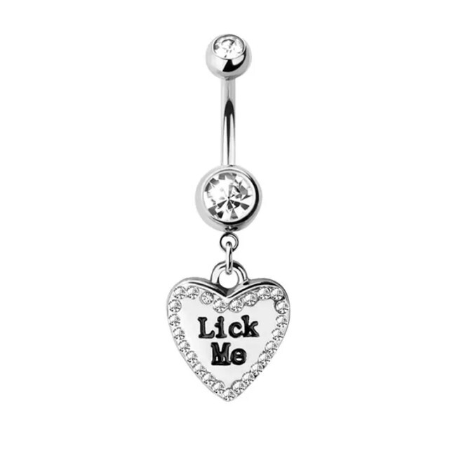 Dangle Belly Button Rings 14G Love Heart Clear CZ Belly Ring Navel Piercing Jewelry 10mm