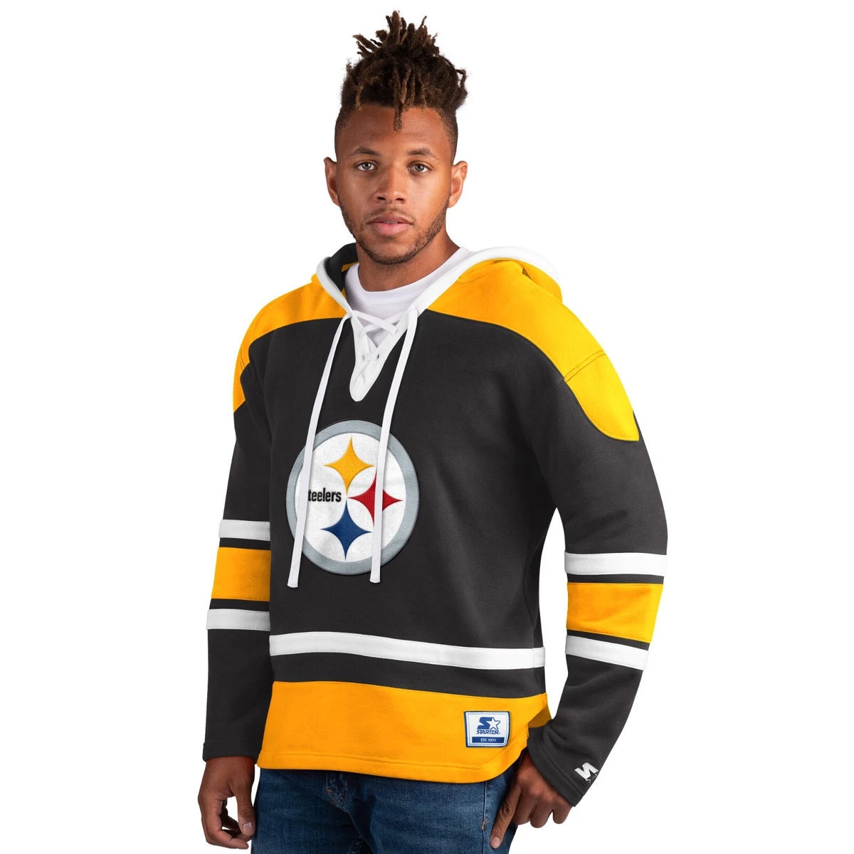 Pittsburgh Steelers Starter Timeout Lace Up Hockey Pullover Hooded