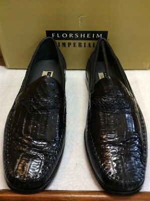 New CAIMAN ALLIGATOR Florsheim Imperial Addison 7 EEE black