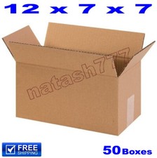 50 - 12x7x7 Cardboard Boxes Mailing Packing Shipping Moving Corrugated Carton