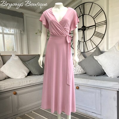 Kaleidoscope Pink Midi Belted Faux Wrap Occasion Dress 20 UK