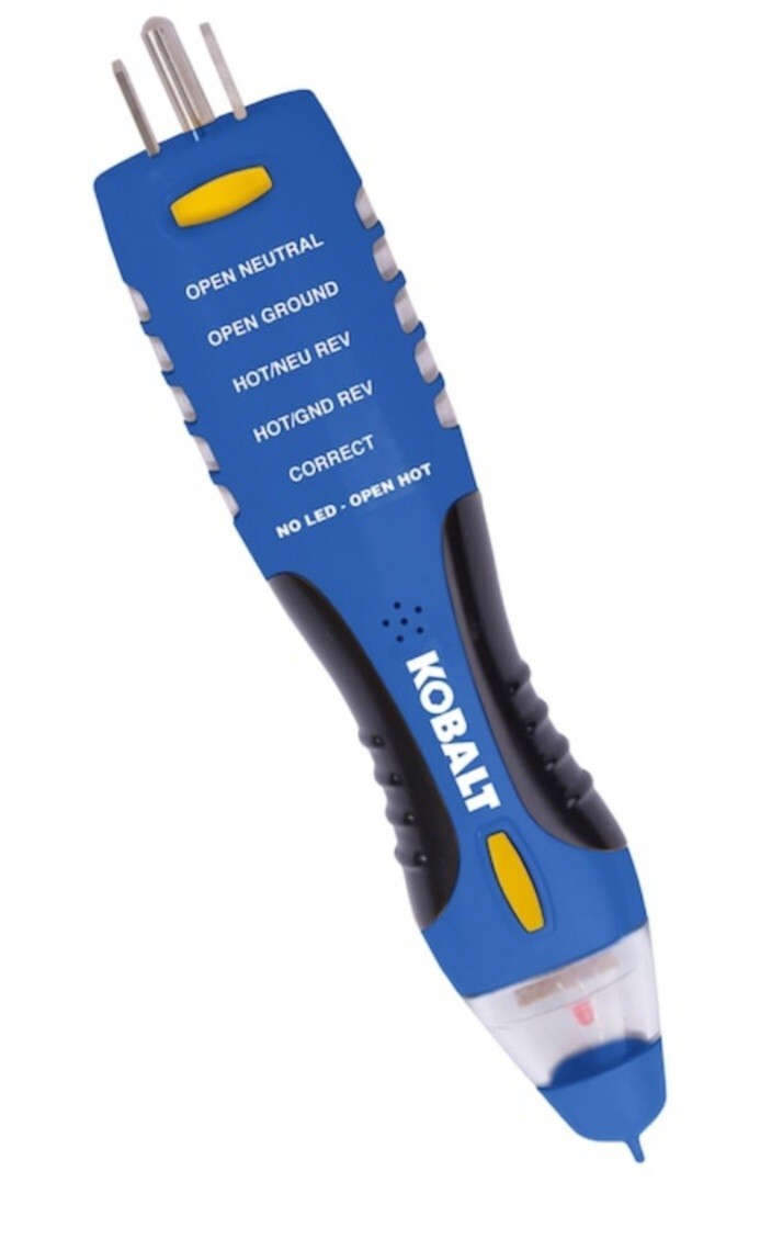 Kobalt 0909981 Voltage & GFCI Outlet Tester CAT III 1000v (Battery