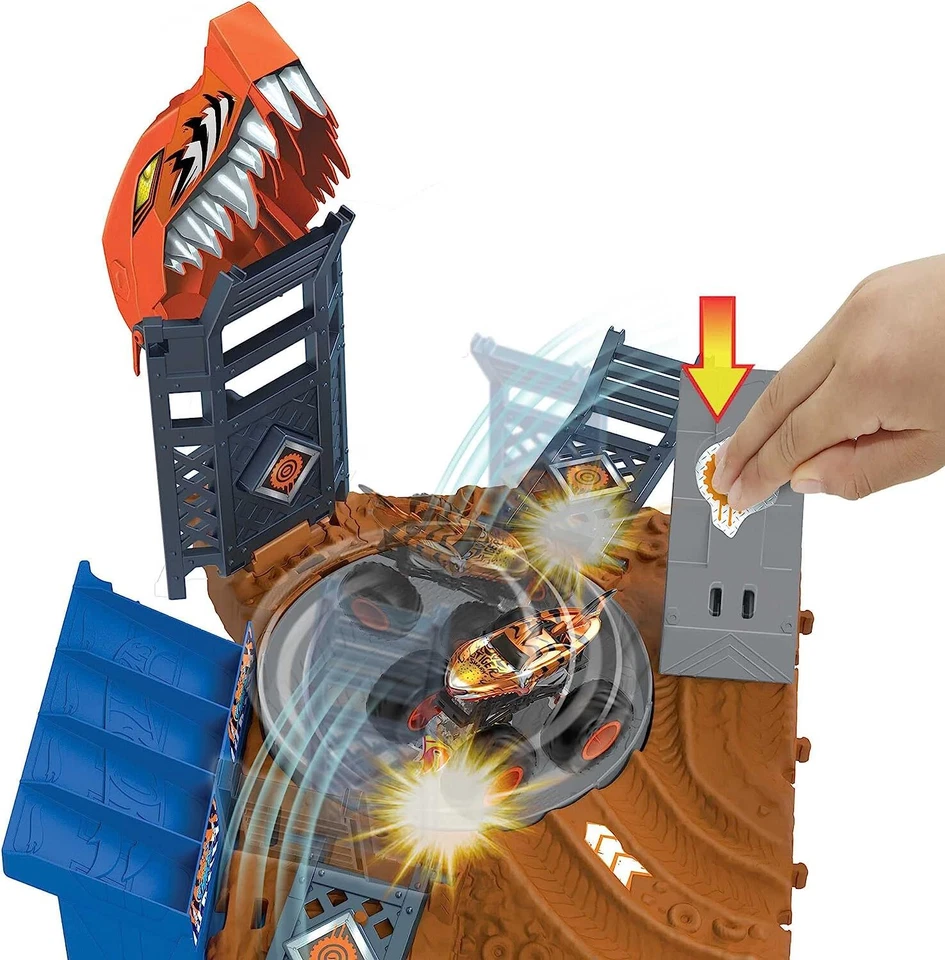 Hot Wheels Monster Trucks Arena Smashers Tiger Shark Spin Out Challenge Track  - Image 3 of 3