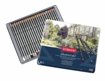 Derwent Graphitint wasserlöslich getönte Graphitstifte Blech 24er Farben