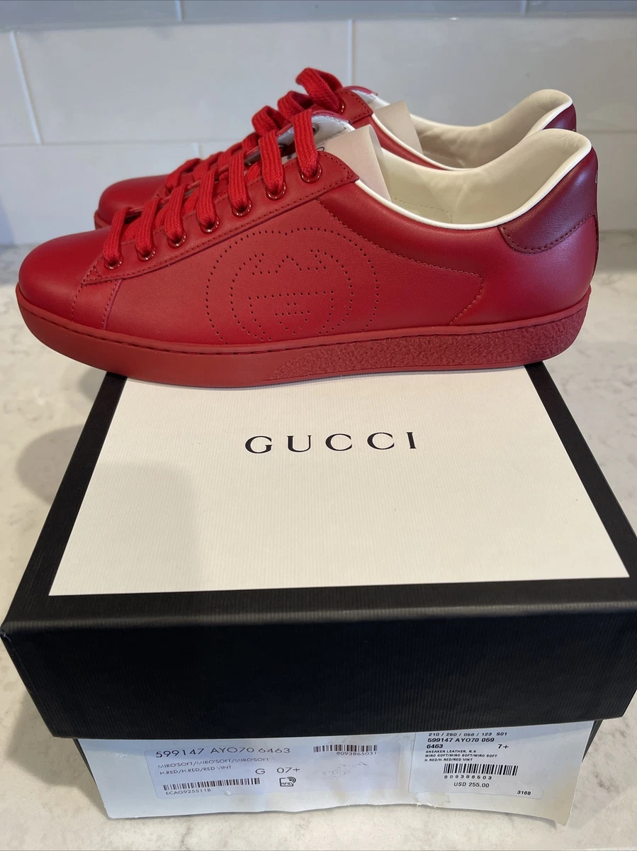 Gucci Ace Interlocking G Hibiscus Red 599147 AYO70 6463 Size