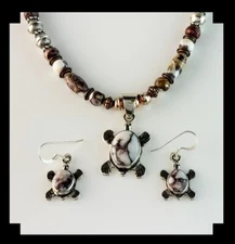 White Fox Creation: Sterling, Copper and Wild Horse Magnesite Turtle Set