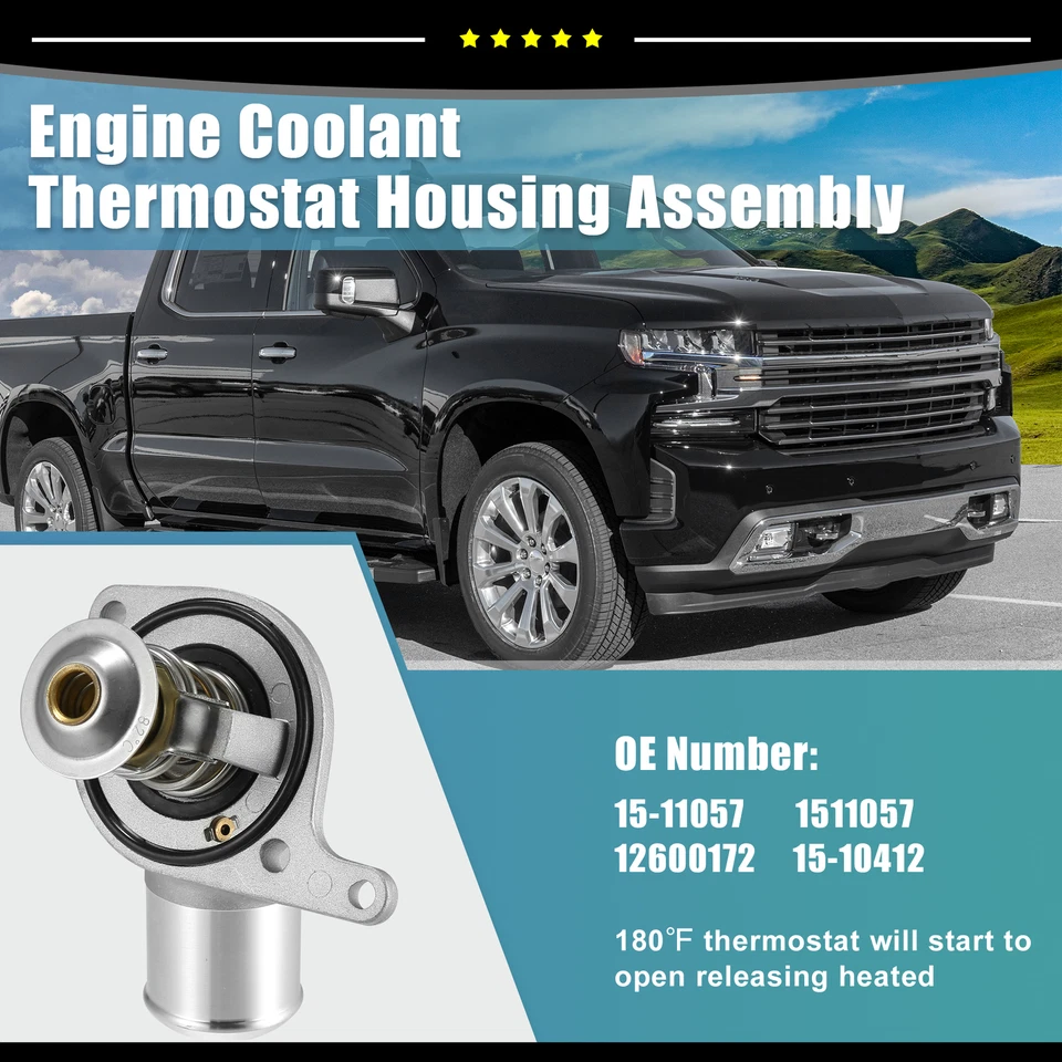 Pieza de 1 carcasa de termostato de refrigerante de motor apta para GMC Sierra Yukon Suburban Foto 2 de 4