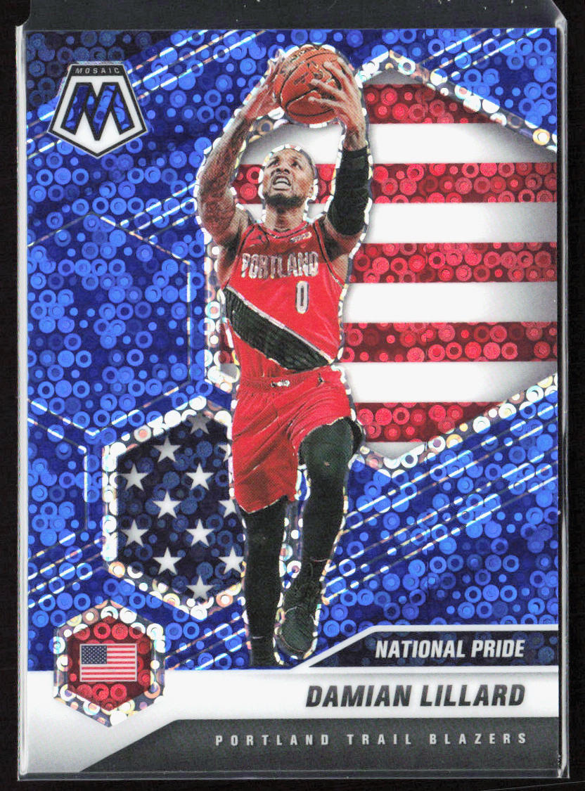 2020-21 Mosaic Damian Lillard National Pride Blue Fast Break Disco Prizm /85