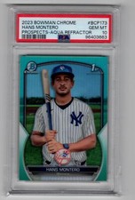 2023 Bowman Chrome Prospects Aqua Refractor Hans Montero 100/125 PSA 10 New York