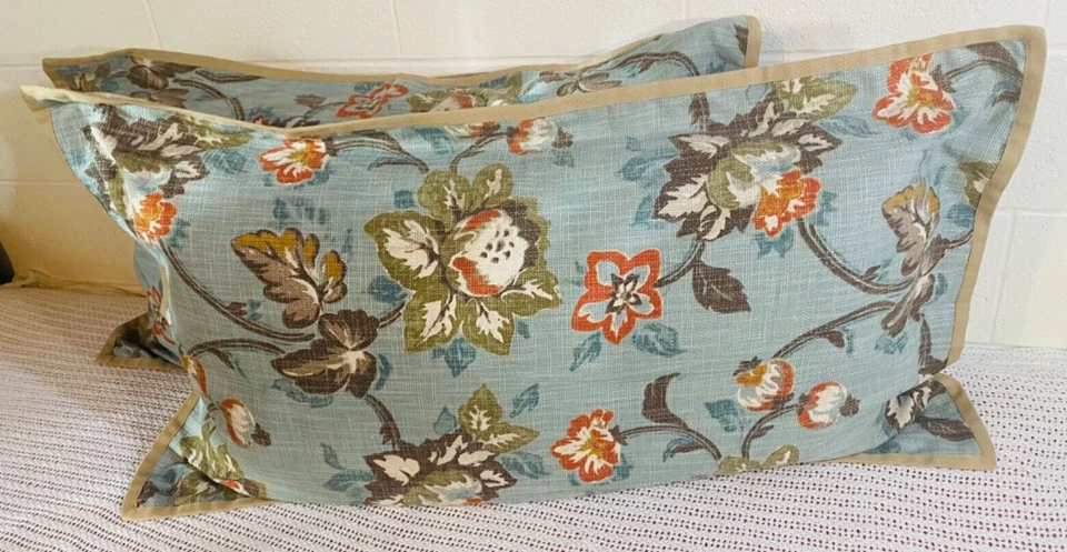 Linden Street 2 fundas King menta/verde azulado floral material texturizado reversible Foto 3 de 4