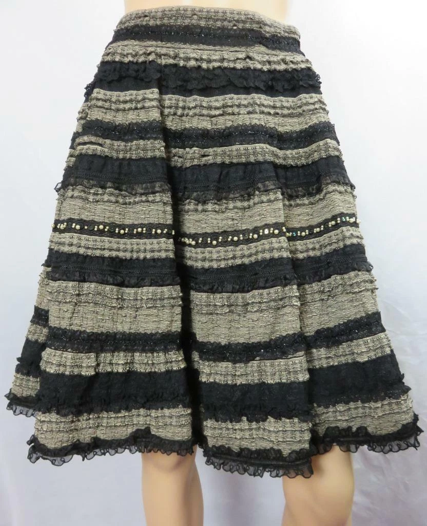 McGinn Lovers Ruffle Style Skirt W/Lace & Beaded Nylon. In Black. Sz 6 NWT $200