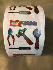 GREAT 7 PRISMATIC STICKER DESIGNS TOOL SET 500CT IN A ROLL OF 100 1"-1.75" EA NO