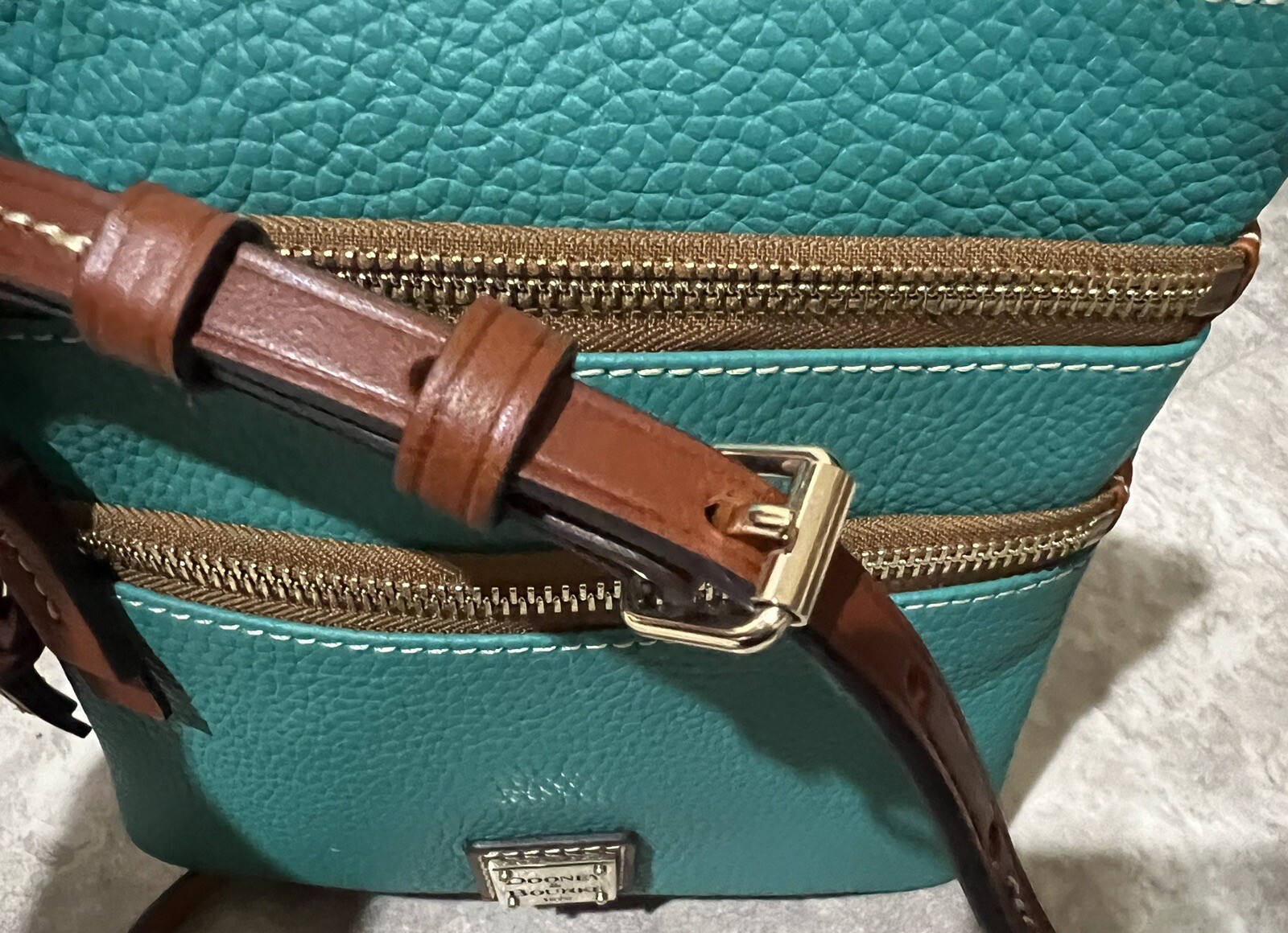DOONEY & BOURKE Spearmint Green Pebble Grain Leather Triple Zip