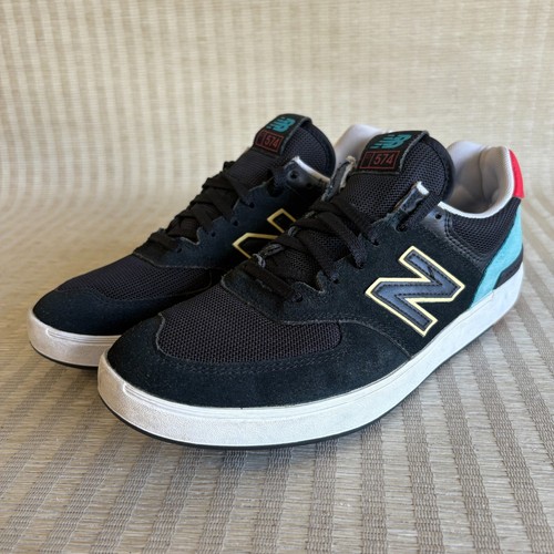 New Balance Mens 574 Courtline CT574BNH Black Blue Court Shoes Sneakers Size 8.5 - 第 7/20 張圖片