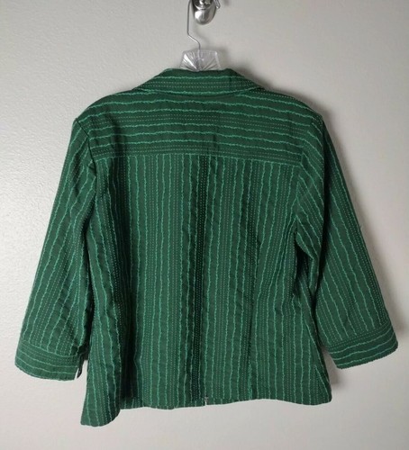 Christopher & Banks Green Garland Striped Embroidered Jacket Blazer Medium - Picture 3 of 5