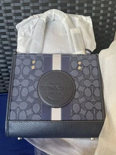 NWT Coach C8417 Signature Jacquard Stripe Patch Dempsey Tote 22 Denim Multi