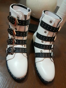 white boots with buckles