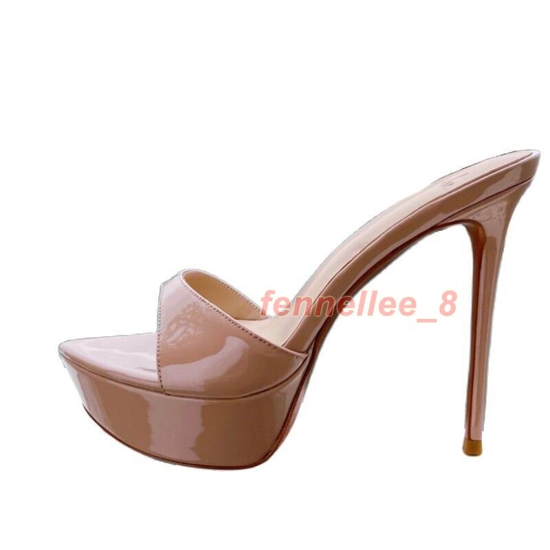 PANTOFOLA D’ORO Sandali donna sexy tacco alto a spillo pelle ciabatte punta aperta plateau club