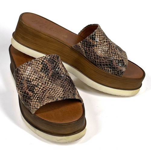 MATISSE One Kiss Slide Platform Sandal Womens Sz 38/7M Snake Print Made in Italy