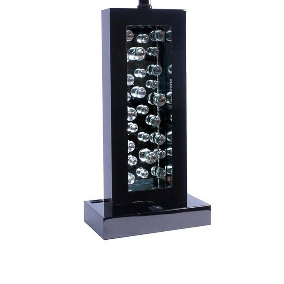 Benjara BM300853 28 pol. Painel de vidro sombra de tecido e mesa de níquel LED detalhes L... - Imagem 4 de 4