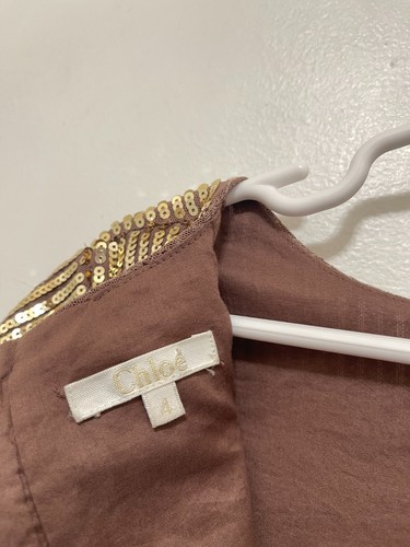 CHLOE Girl's Fancy Party Top Sequin Metallic Gold Shiny blouse shirt SZ 4 - Picture 16 of 18