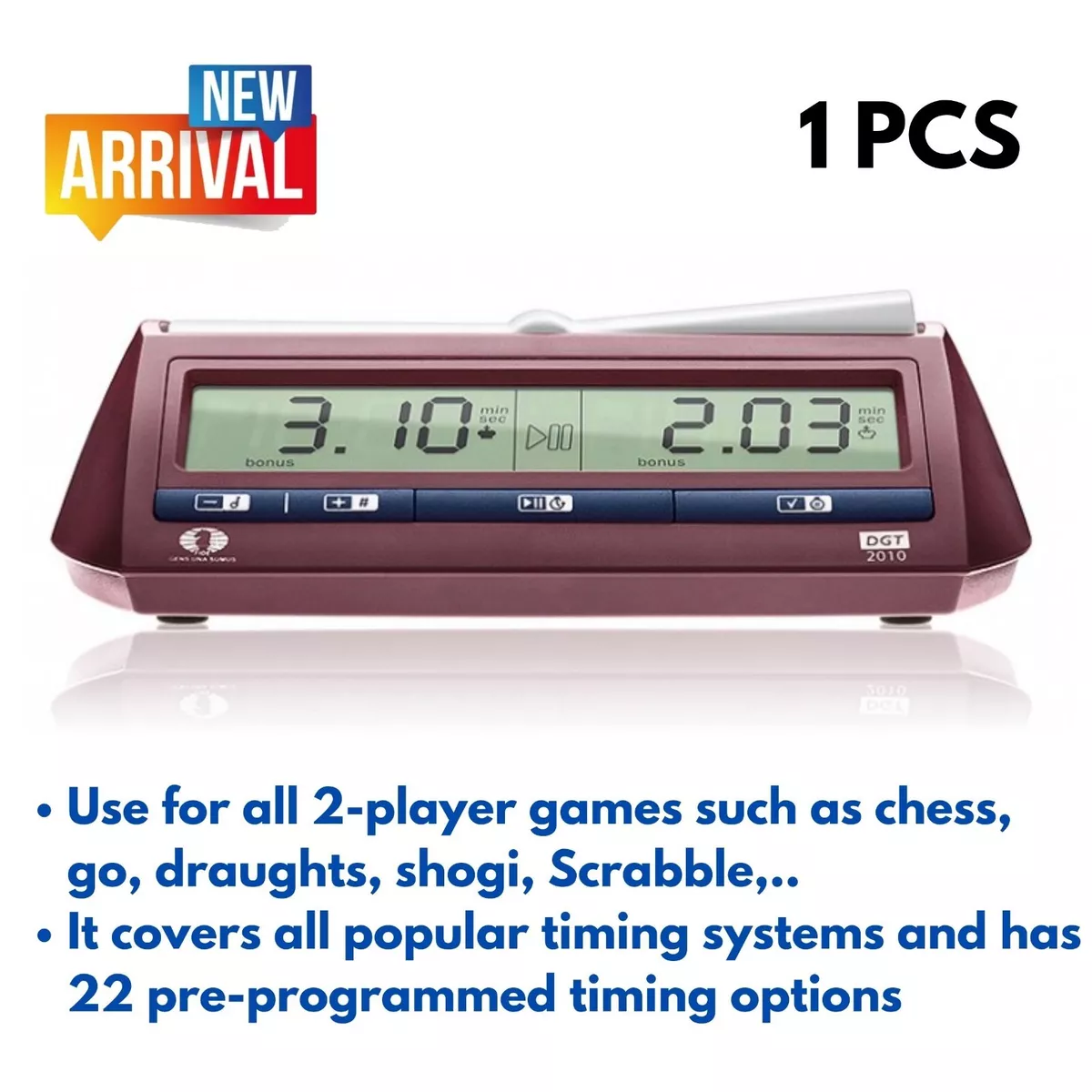 Digital Chess Clock Game Timer for Tournament Play Delay Increment Time  Control