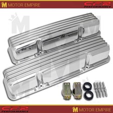 For 1958-86 Chevy Small Block Tall Polished Al Valve Covers Full Finned Holeless