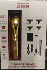 KISS Cordless T-Blade Beard Trimmer Hair Trimmer, Rechargeable USB Power - NEW