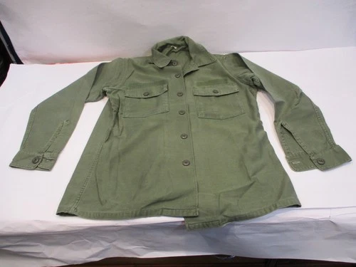 Vintage 1960's Vietnam OG-107 Sateen Military Fatigue 15 1/2 x33 Shirt US Army