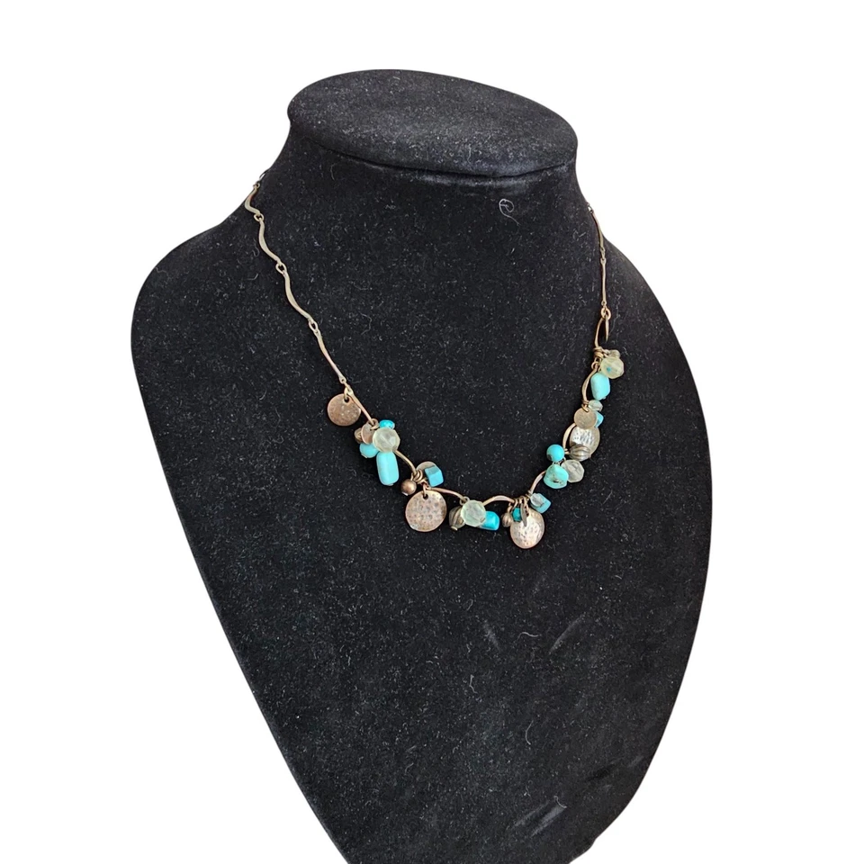 Collar vintage estilo suroeste cuentas de cobre y verde azulado Foto 2 de 4