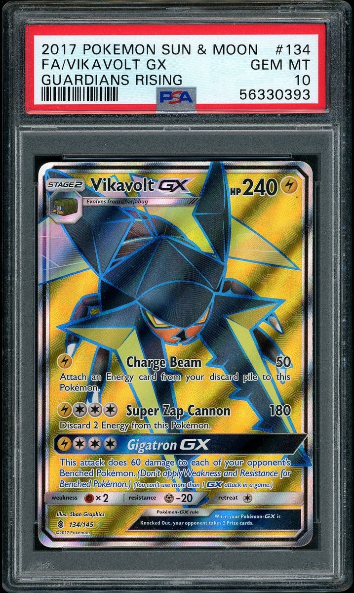 ポケモンカードGX.V 2017 Pokemon Guardians Rising Vikavolt GX Full Art #134 PSA 10 GEM