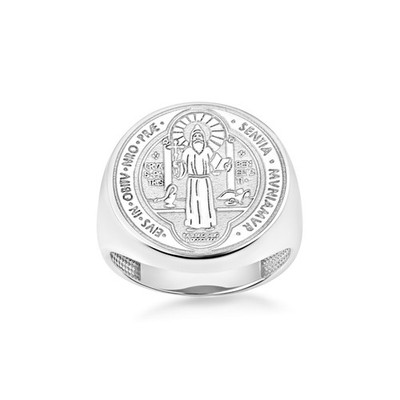 .925 Sterling Silber St. Benedikt Siegelring