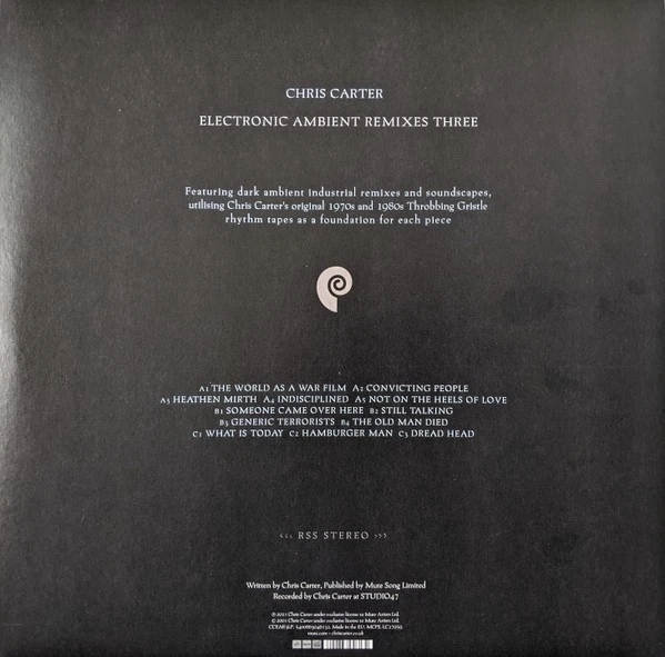 CHRIS CARTER [CTI] "ELECTRONIC AMBIENT REMIXES THREE 2 x LP GREY VINYL + ETCHING - Image 4 of 4