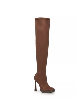 JLO by Jennifer Lopez Womens Coblin Faux Suede Over the Knee Boot, Brown, 8.5