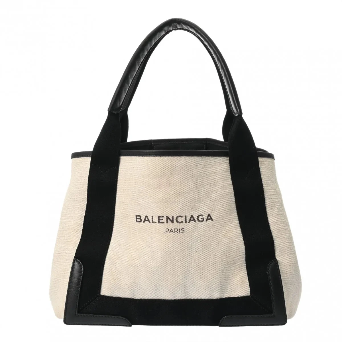 Balenciaga — Balenciaga Navy Cabas S 339933 Handbag Canvas / Leather Black #WB3326