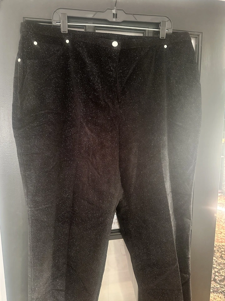 🩷Susan Graver Estilo 22W Negro/Plateado Pantalones de mezclilla elásticos Algodón Nuevos Foto 3 de 4