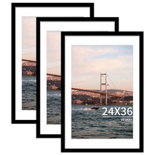 YESKAY 24x36 Picture Frame Black Set of 3, Display Pictures 20x30 with Mat or...