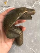 4" Bronze Cobra Statue Old Custom Cane Walking Stick Head Handle Accessorie Gift