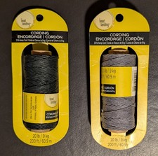 Lot of 2 - Bead Landing Hemp Cording 20 lb 200 ft - Black Grey - NWT