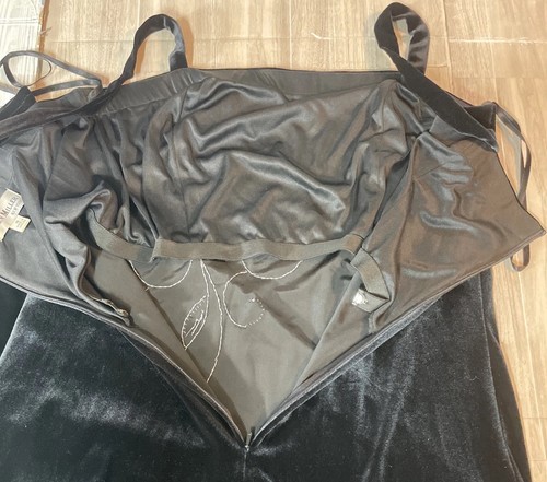Abito formale velluto nero vestito maniche lunghe Karen Miller taglia 18 vintage - Foto 11 di 13