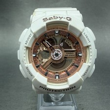Casio Baby-G Watch Women 43mm White Rose BA-110 Alarm Chrono New Battery ABD