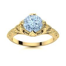 Natural Aquamarine 925 Sterling Silver Engagement Solitaire Ring Jewelry