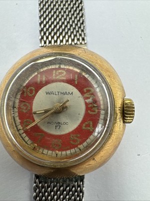 Vintage Waltham Incabloc 17 Jewels Women's Watch Fancy Dial 70's