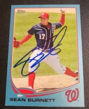 Sean Burnett Autograph Signed 2013 Topps Blue Border Washington Nationals