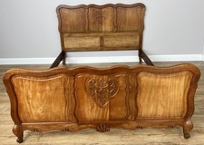 Bed Vintage French Louis XVI Double Bed Frame Oak Carved Headboard LOT 4914