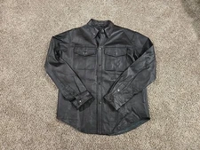 USA Bikers Dream Apparel Genuine Leather Biker Shirt Jacket Mens Sz Small Riding